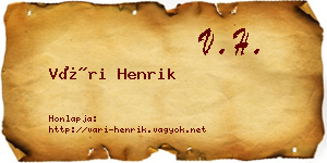 Vári Henrik névjegykártya